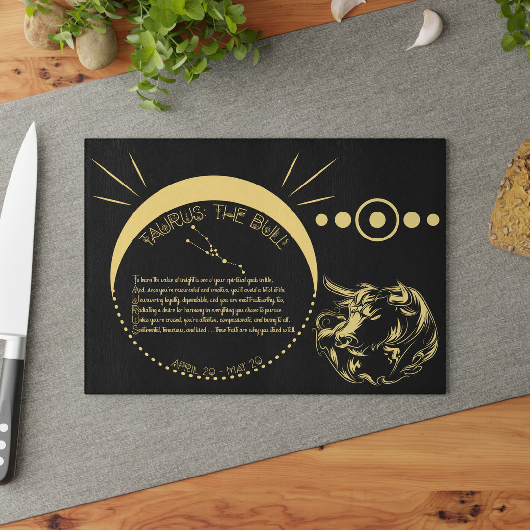 Taurus Acrostic Poem Glass Cutting Board