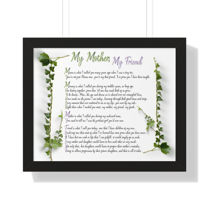 "My Mother, My Friend" Framed Acrostic Poem Print - Soft