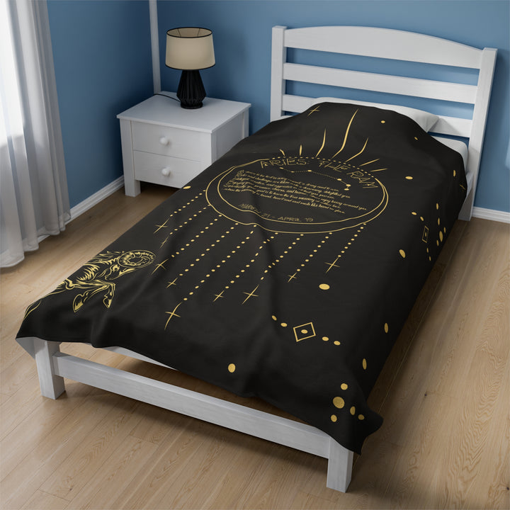 Written in the Stars Velveteen plush blanket with acrostic poem "Aries"