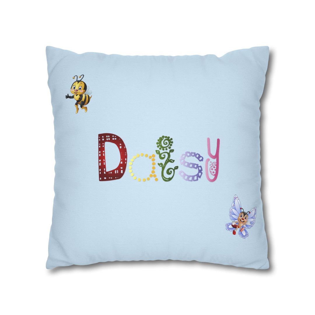 Namesakes Acrostic Poem Pillow Cover - Flower and Insect Design