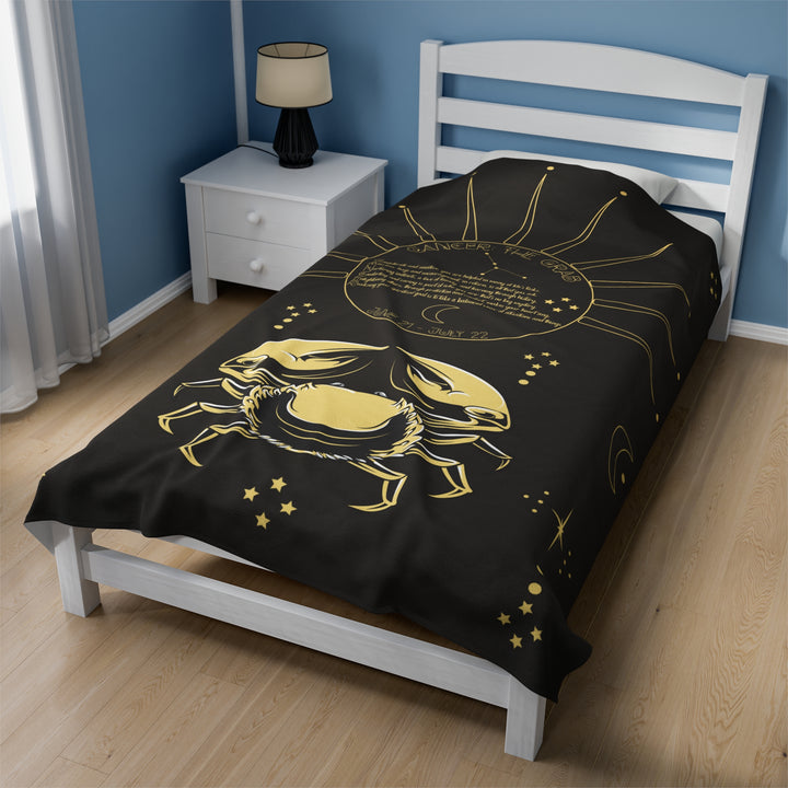 Written in the Stars Velveteen plush blanket with acrostic poem spelling out "Cancer"