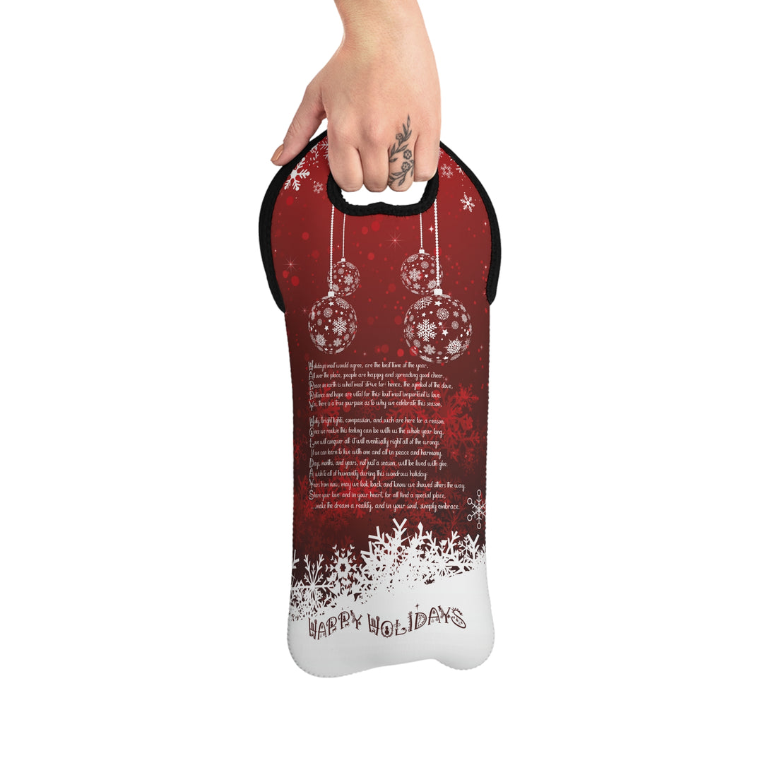 Happy Holidays Acrostic Poem Wine Tote Bag - Burgundy