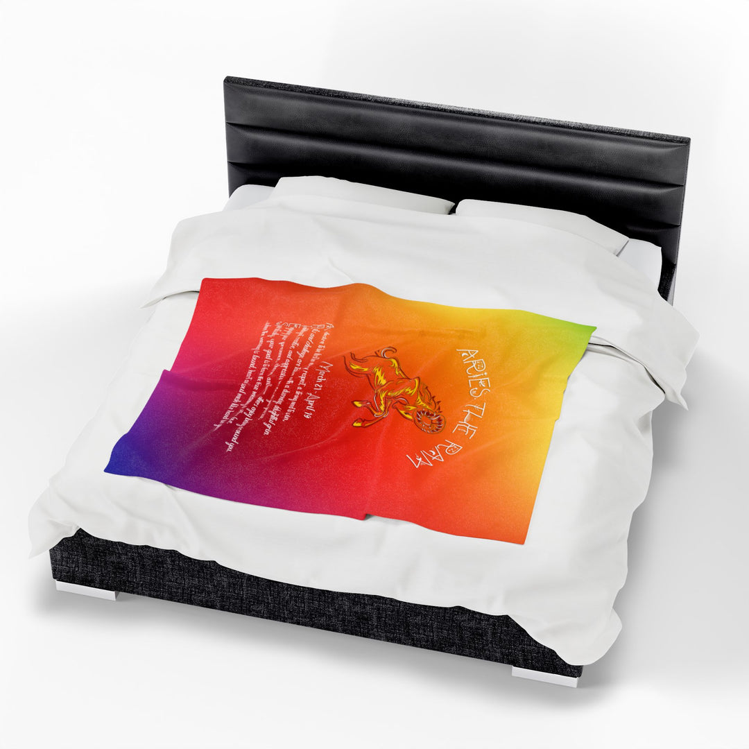 Aries Acrostic Poem Velveteen Plush Blanket - Colored