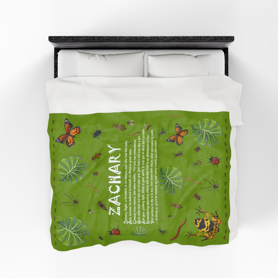 Namesakes Acrostic Poem Velveteen Plush Blanket - Bug Design