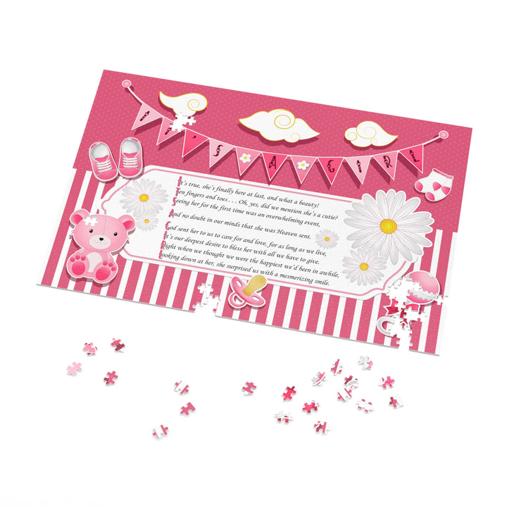 It's a Girl Acrostic Poem Puzzle - Banner and Stripes - No Personalization