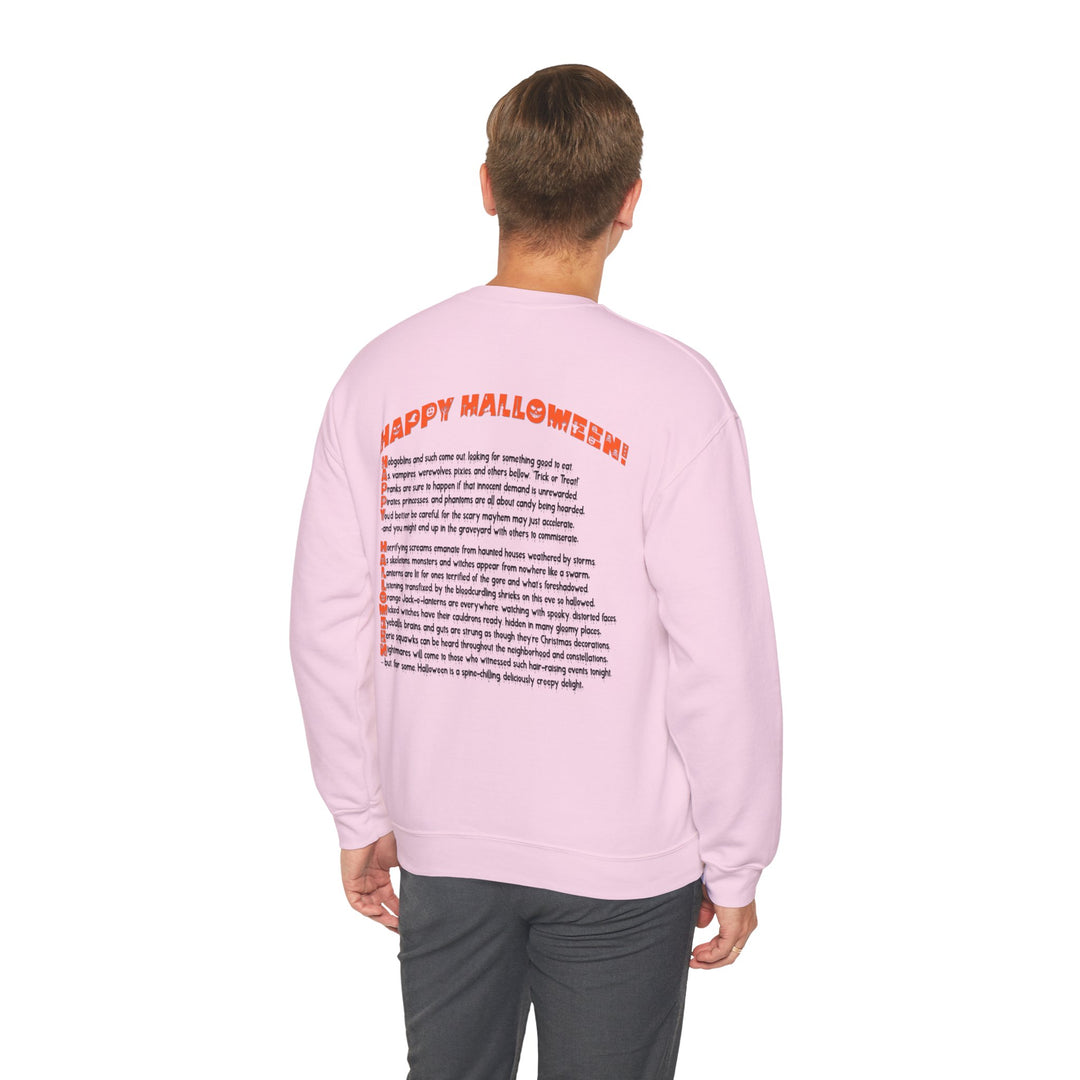 Happy Halloween Acrostic Poem Sweatshirt - "Rock On" Hand and Zombies
