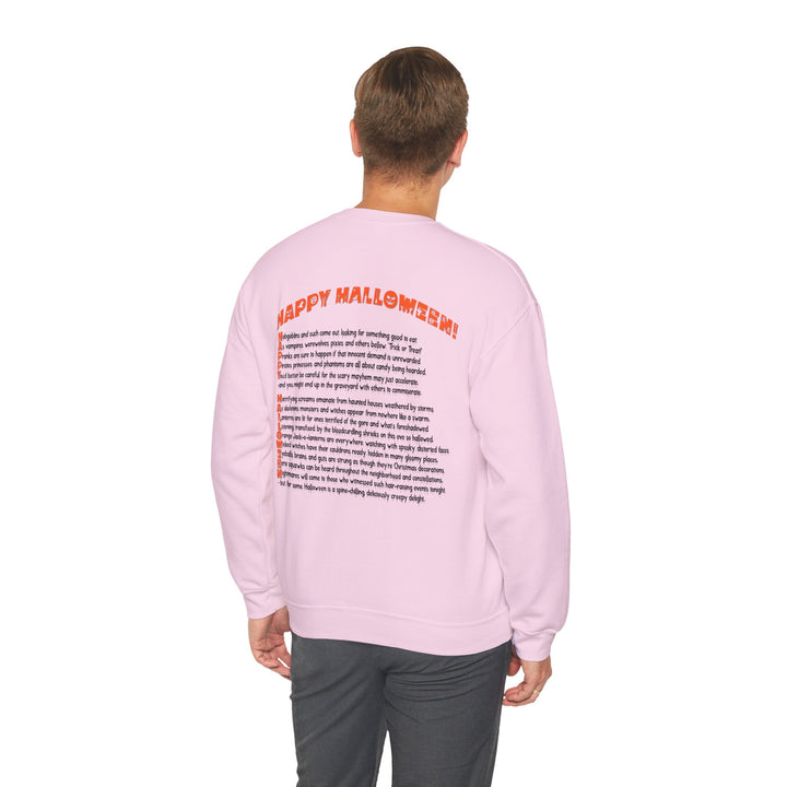 Happy Halloween Acrostic Poem Sweatshirt - "Rock On" Hand and Zombies