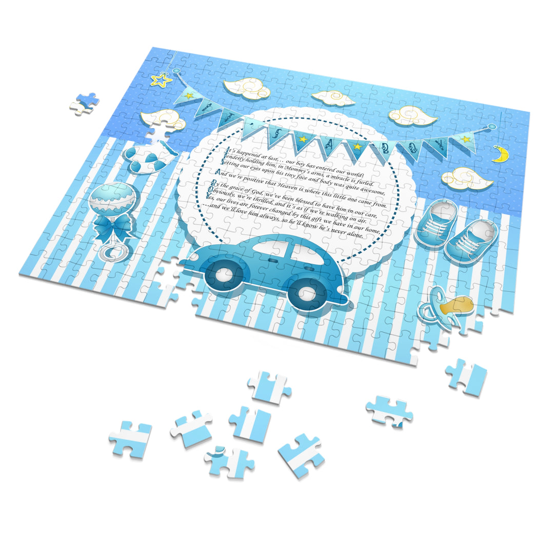 It's a Boy Acrostic Poem Puzzle - Blue Stripes - Tin Box - No Personalization