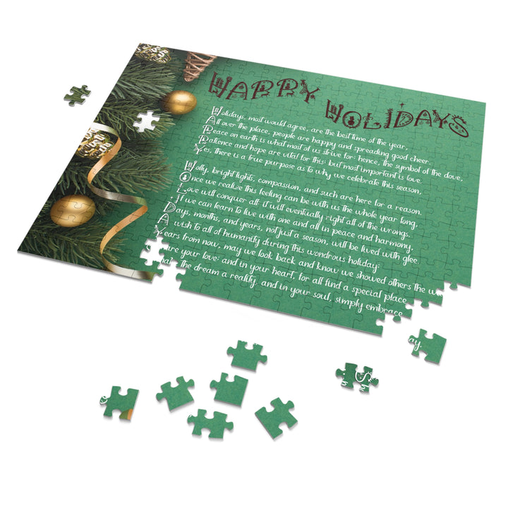 Happy Holidays Acrostic Poem Puzzle - Green Boho - Tin Box
