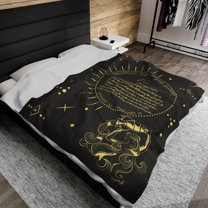 Written in the Stars Velveteen plush blanket with acrostic poem "Aquarius"