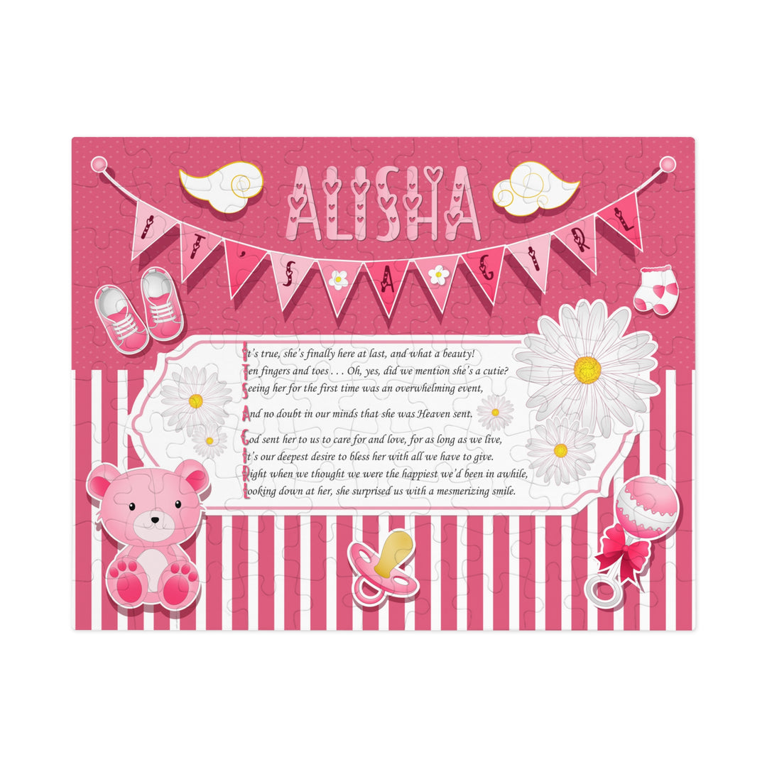 It's a Girl Acrostic Poem Puzzle - Banner and Stripes - Personalized