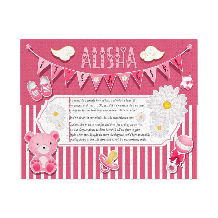 It's a Girl Acrostic Poem Puzzle - Banner and Stripes - Personalized