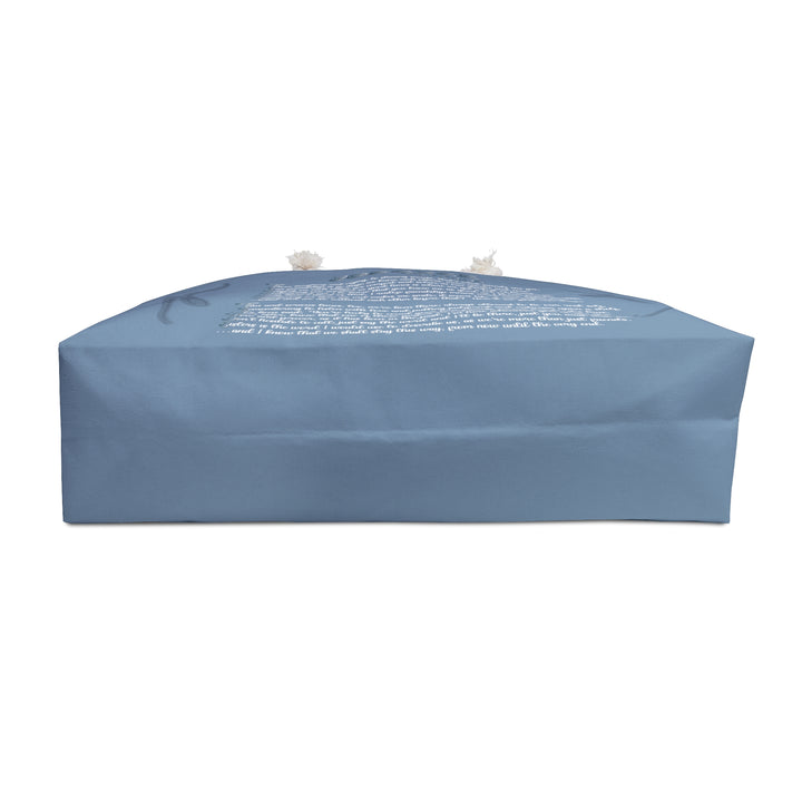 Blue Weekender Tote Bag with Acrostic Poem Spelling Out "Forever Friends"