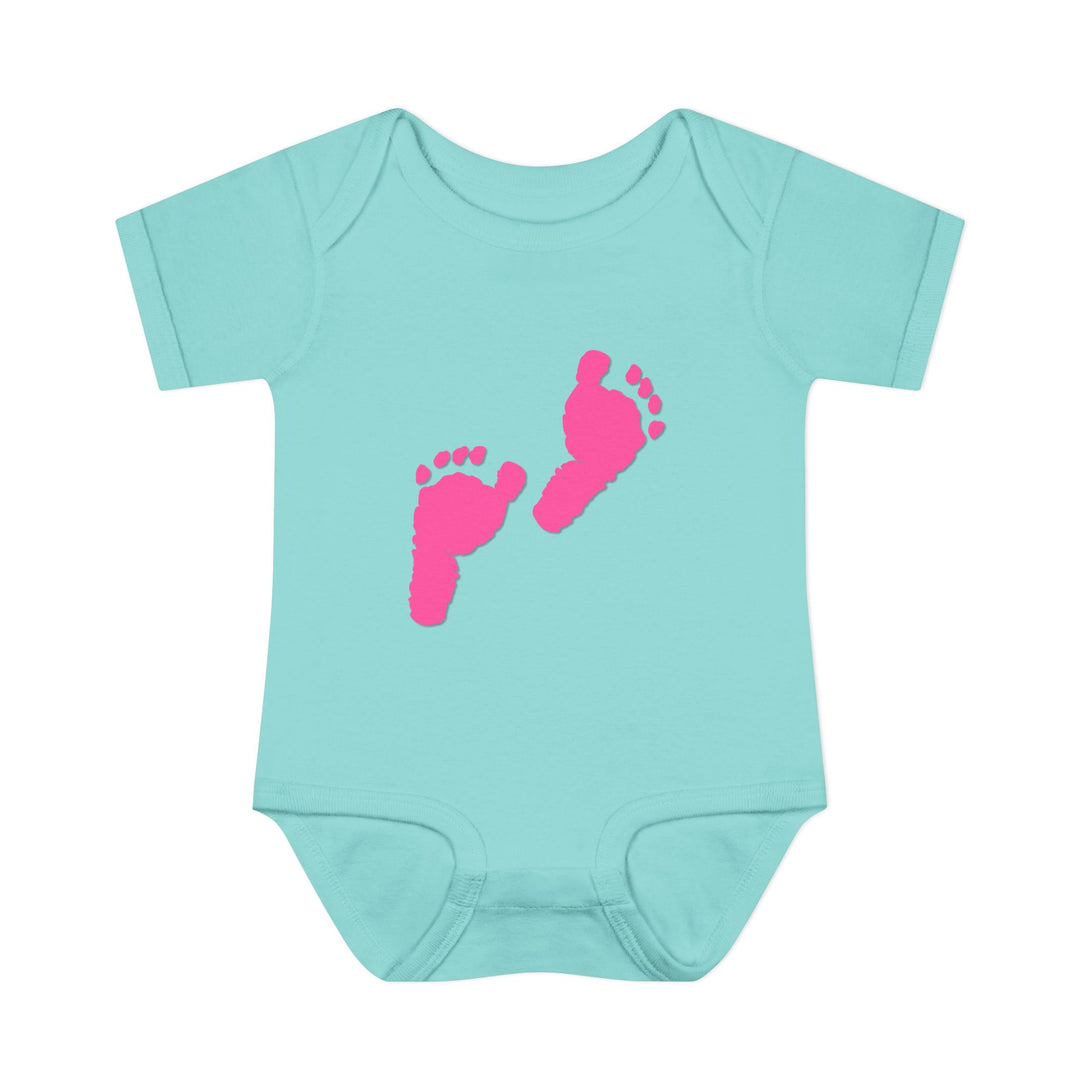 Baby Steps "Baby Feet" Acrostic Poem Bodysuit - Pink Footprints