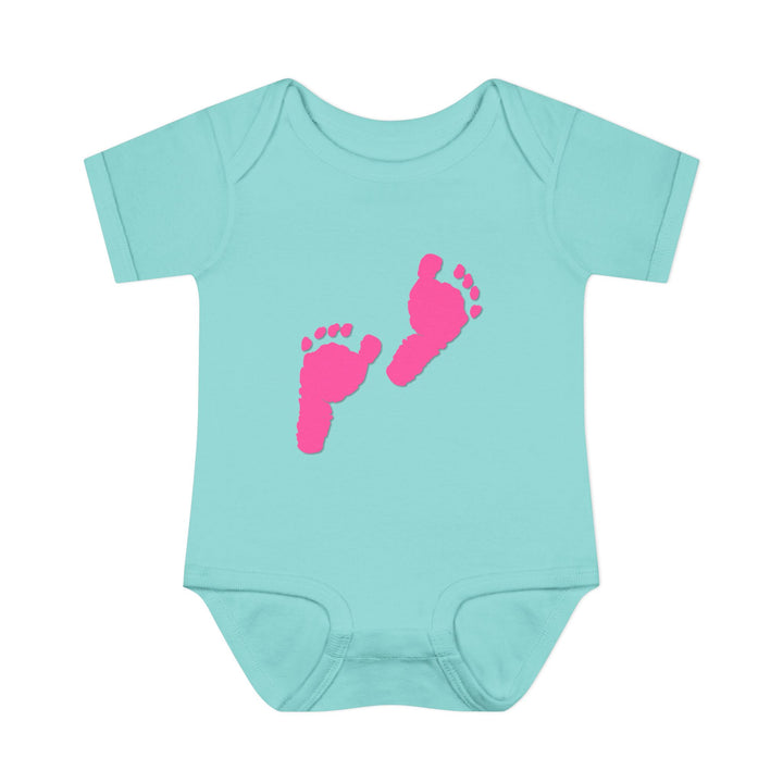 Baby Steps "Baby Feet" Acrostic Poem Bodysuit - Pink Footprints