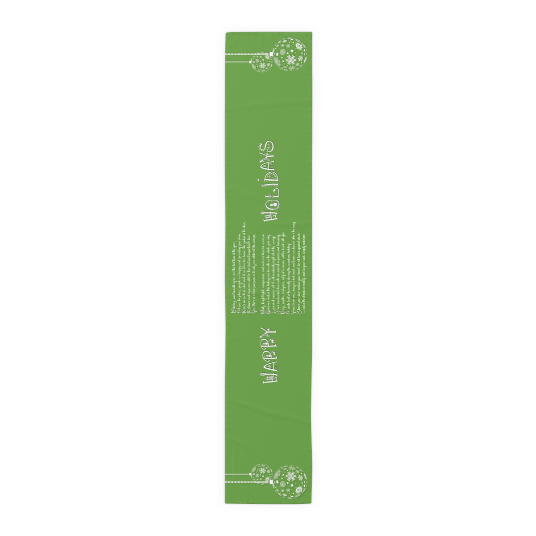 Happy Holidays Acrostic Poem Table Runner - Green-Ornaments