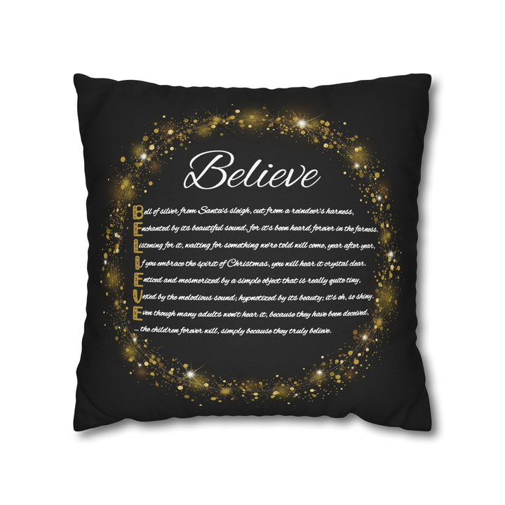 "Believe" Acrostic Poem Pillow Cover from "Learn, Lead, Believe" Collection - Black