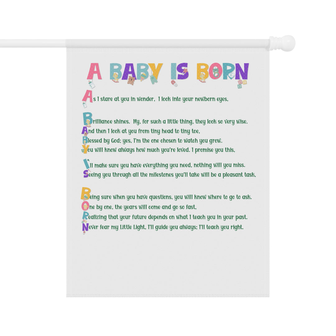 A Baby is Born Acrostic Poem outdoor/Garden Banner
