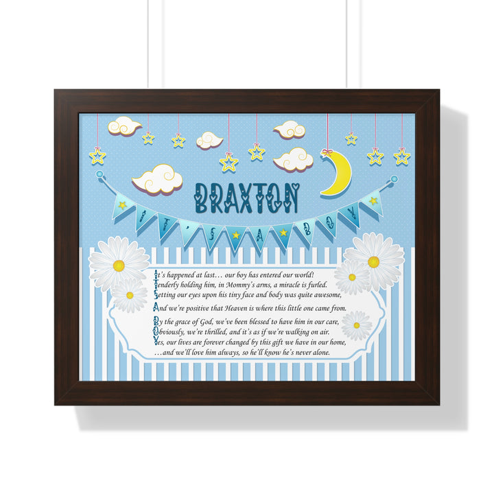 Baby Steps "It's a Boy" Framed Print Collection - Blue Stripes - Personalized