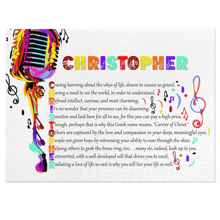 Namesakes Acrostic Name Poem Jigsaw Puzzle - Musical Notes and Mic - Tin Box