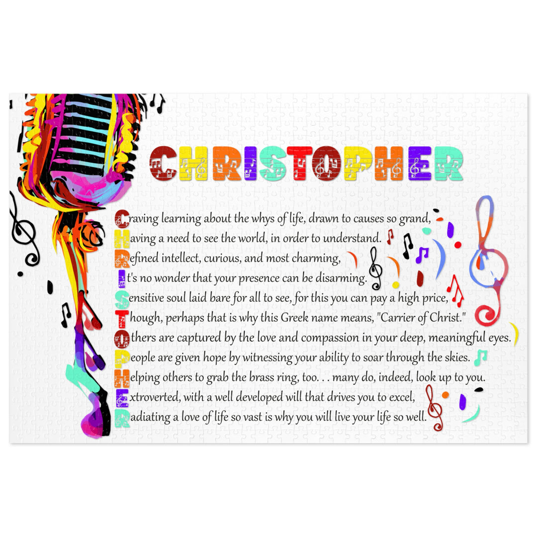 Namesakes Acrostic Name Poem Jigsaw Puzzle - Musical Notes and Mic - Tin Box