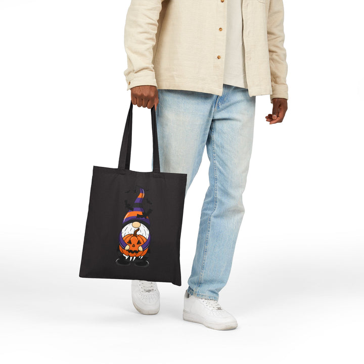 "Happy Halloween" Acrostic Poem Canvas Candy Tote Bag - Gnome - No Personalization