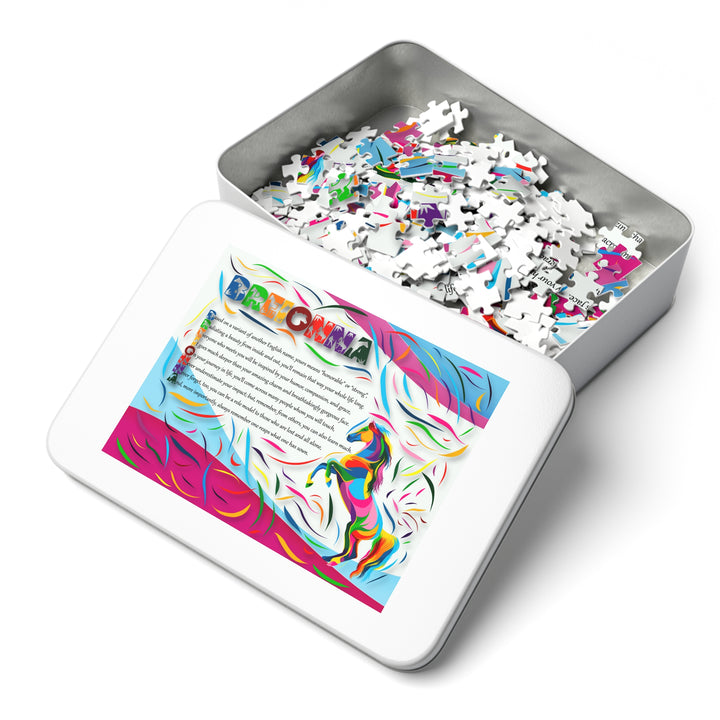 Namesakes Acrostic Poem Jigsaw Puzzle - Horse - Personalized - Tin Box