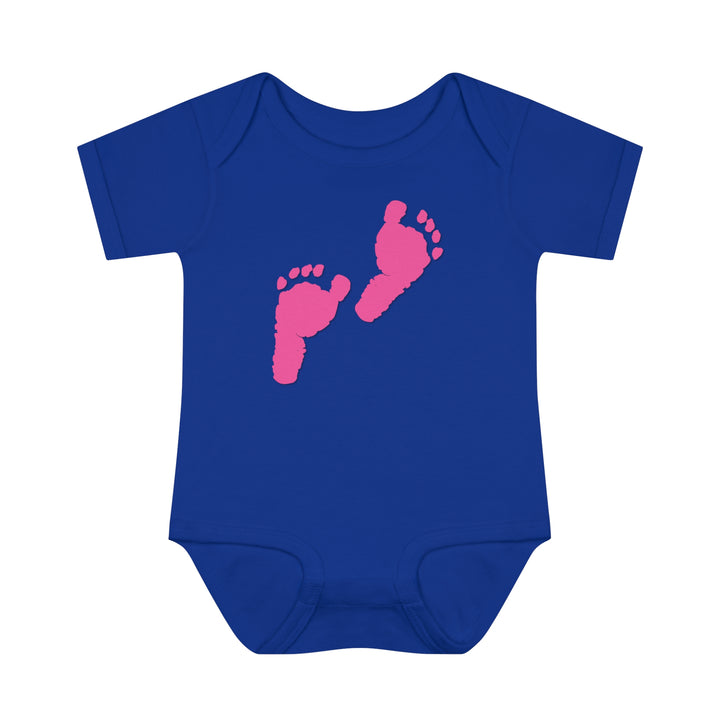 Baby Steps "Baby Feet" Acrostic Poem Bodysuit - Pink Footprints
