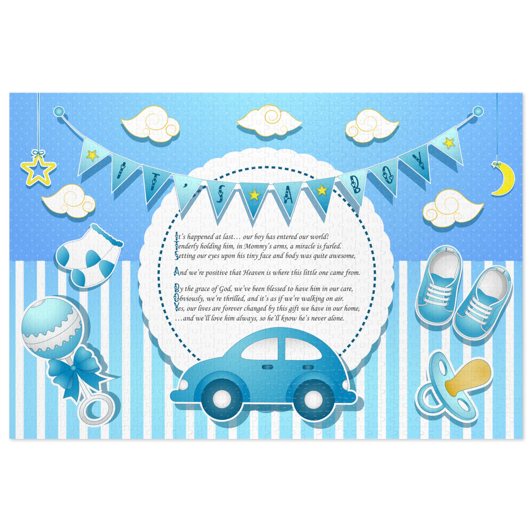 It's a Boy Acrostic Poem Puzzle - Blue Stripes - Tin Box - No Personalization