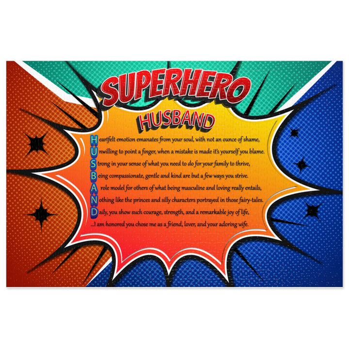 Husband Acrostic Poem Puzzle - Comic Style- Tin Box