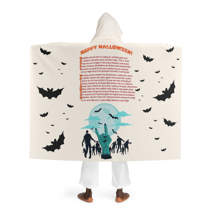 It's Just a Phrase Hooded Sherpa Fleece Blanket "Happy Halloween" Zombies