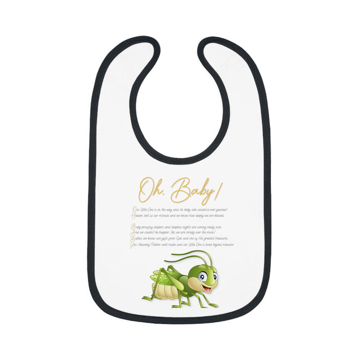 Baby Steps Acrostic Poem - Contrast Trim Jersey Bib - "Oh, Baby" Grasshopper
