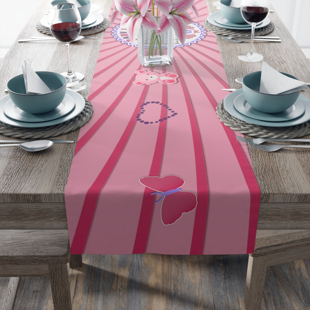 Baby Feet Acrostic Poem Table Runner - Pink-Wings
