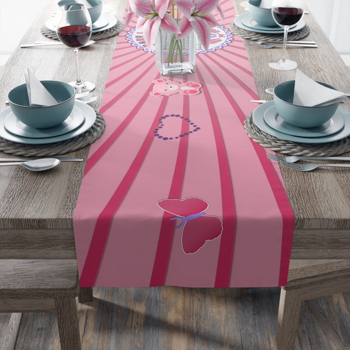 Baby Feet Acrostic Poem Table Runner - Pink-Wings