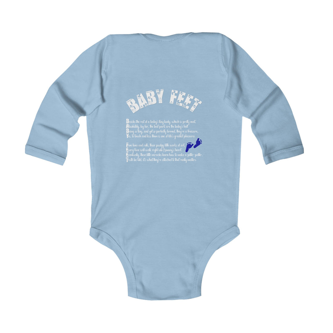 Baby Feet Acrostic Poem Long Sleeve Bodysuit - Blue Footprints