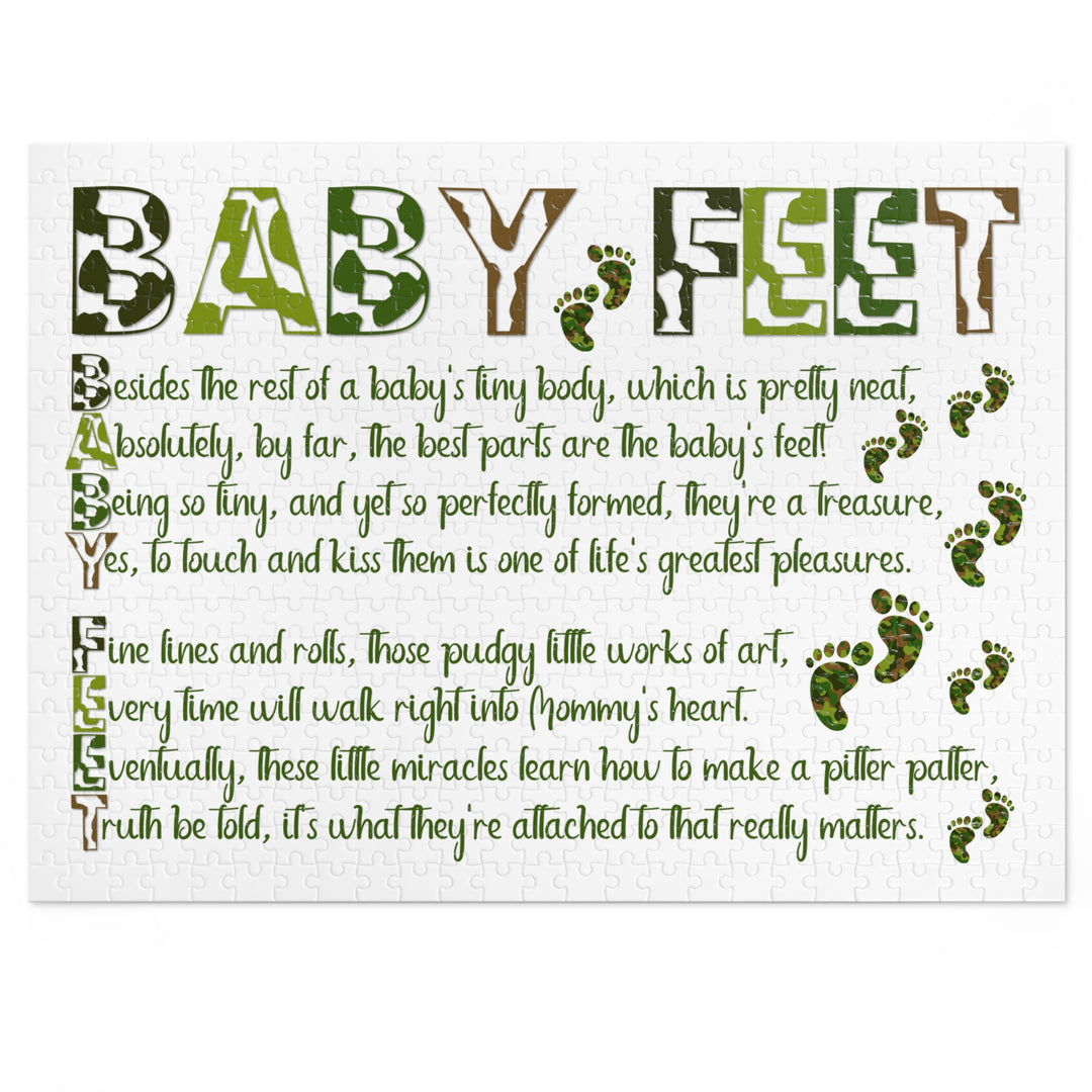 Baby Feet Acrostic Poem Jigsaw Puzzle - Camo - Tin Box - No Personalization
