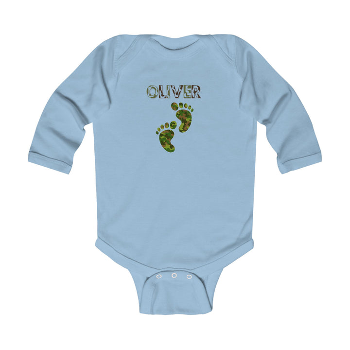 Baby Feet Acrostic Poem Infant Long Sleeve Bodysuit - Camo - Personalized