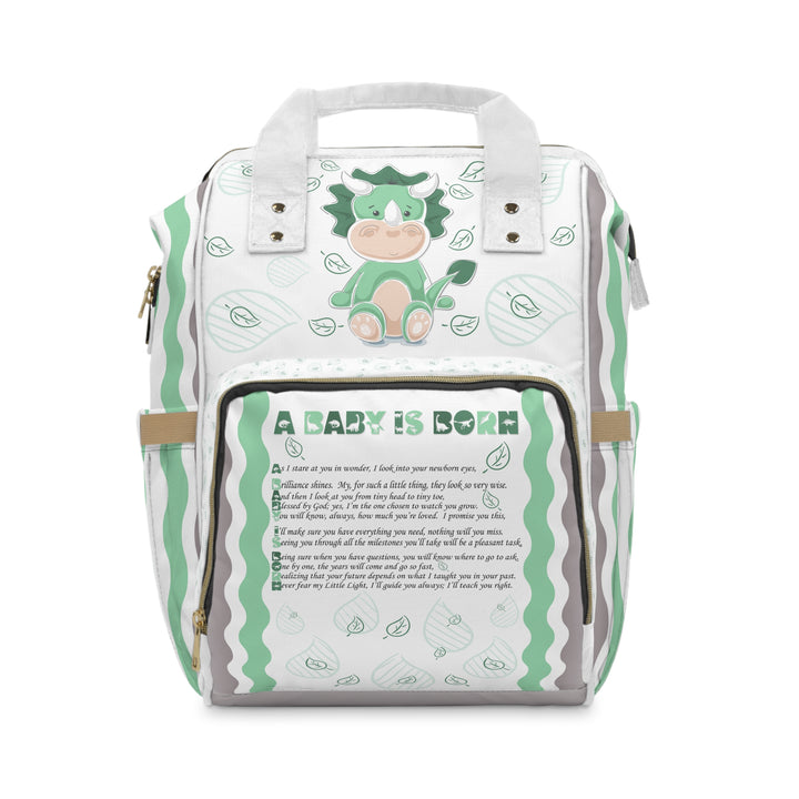 A Baby Is Born Acrostic Poem Multifunctional Diaper Backpack - Baby Dino - No Personalization