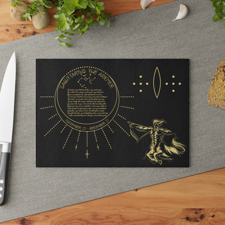 Sagittarius Acrostic Poem Glass Cutting Board