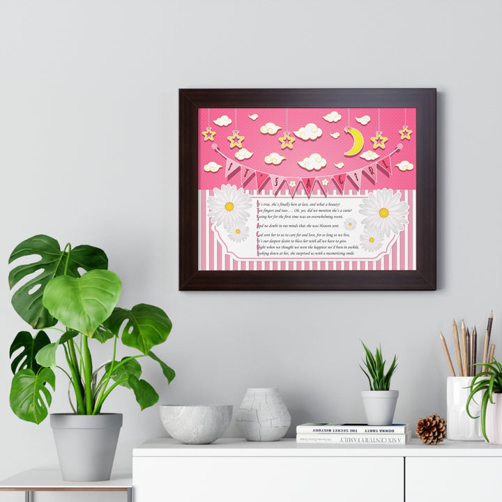 Baby Steps "It's a Girl" Framed Print - Pink Stripes -No Personalization
