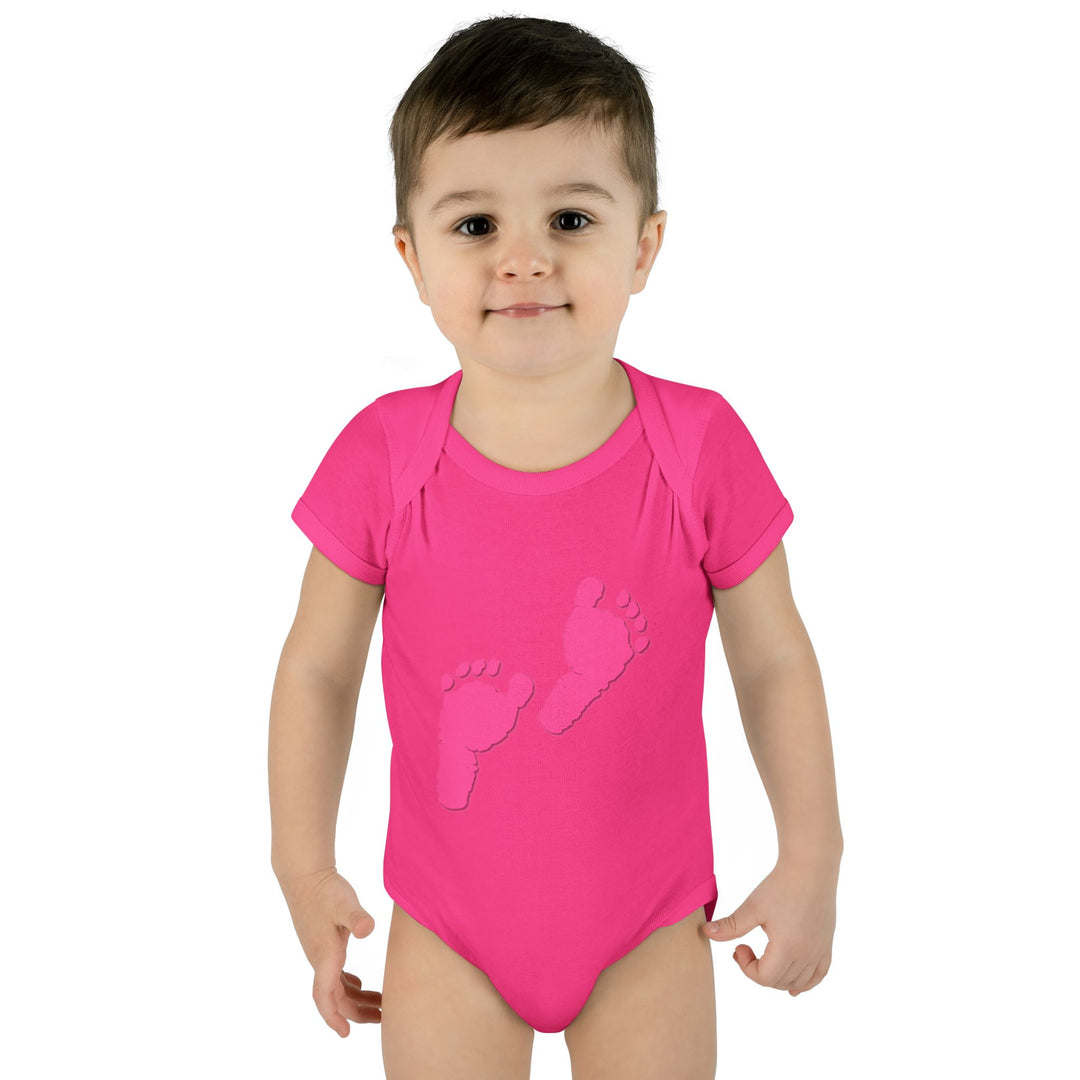 Baby Steps "Baby Feet" Acrostic Poem Bodysuit - Pink Footprints