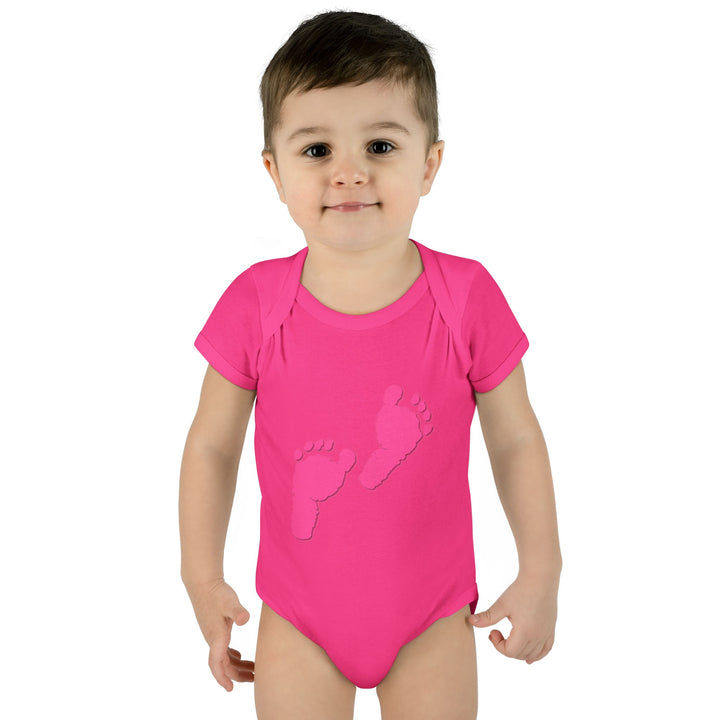 Baby Steps "Baby Feet" Acrostic Poem Bodysuit - Pink Footprints