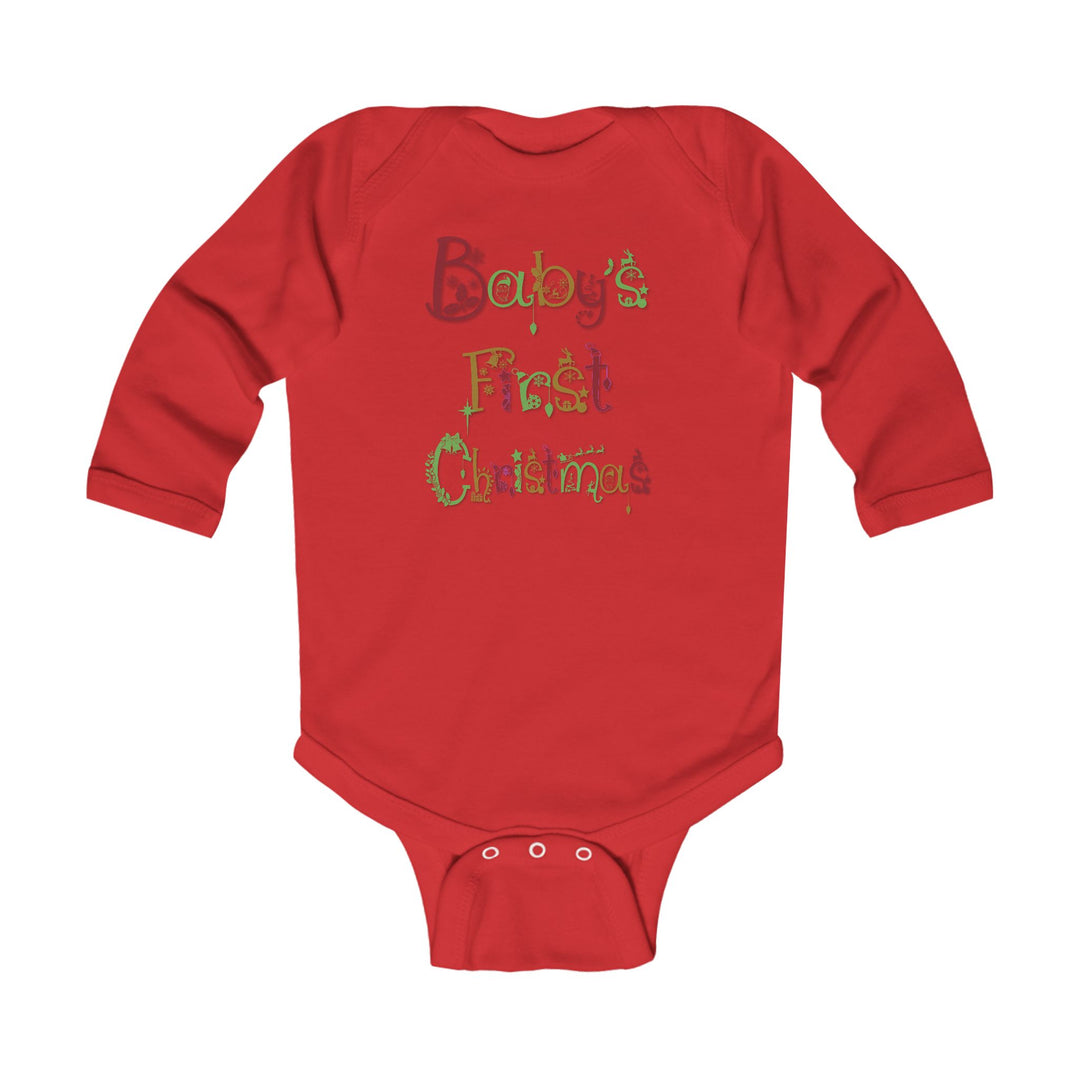 Baby’s First Christmas Acrostic Poem Infant Long Sleeve Bodysuit - Fun Font