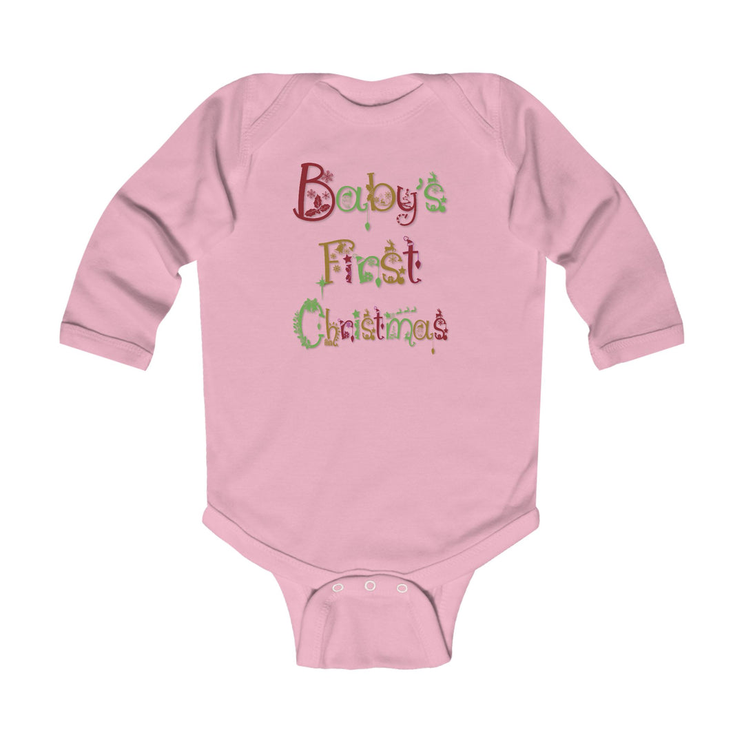 Baby’s First Christmas Acrostic Poem Infant Long Sleeve Bodysuit - Fun Font
