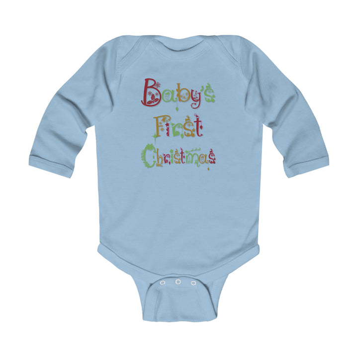 Baby’s First Christmas Acrostic Poem Infant Long Sleeve Bodysuit - Fun Font