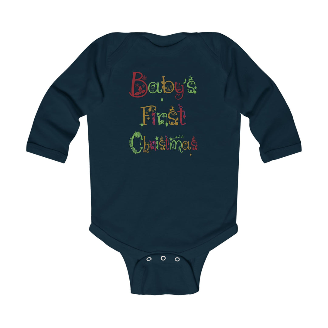 Baby’s First Christmas Acrostic Poem Infant Long Sleeve Bodysuit - Fun Font