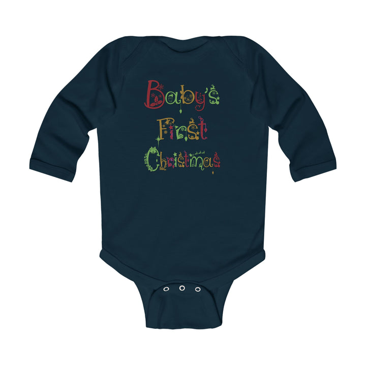 Baby’s First Christmas Acrostic Poem Infant Long Sleeve Bodysuit - Fun Font