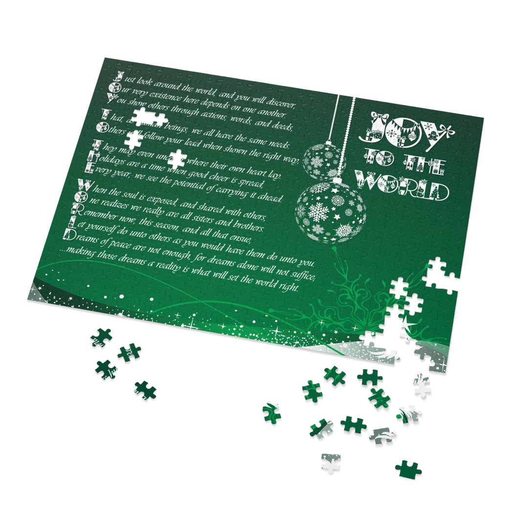 Joy to the World Acrostic Poem Puzzle - Ornaments-Green- Tin Box
