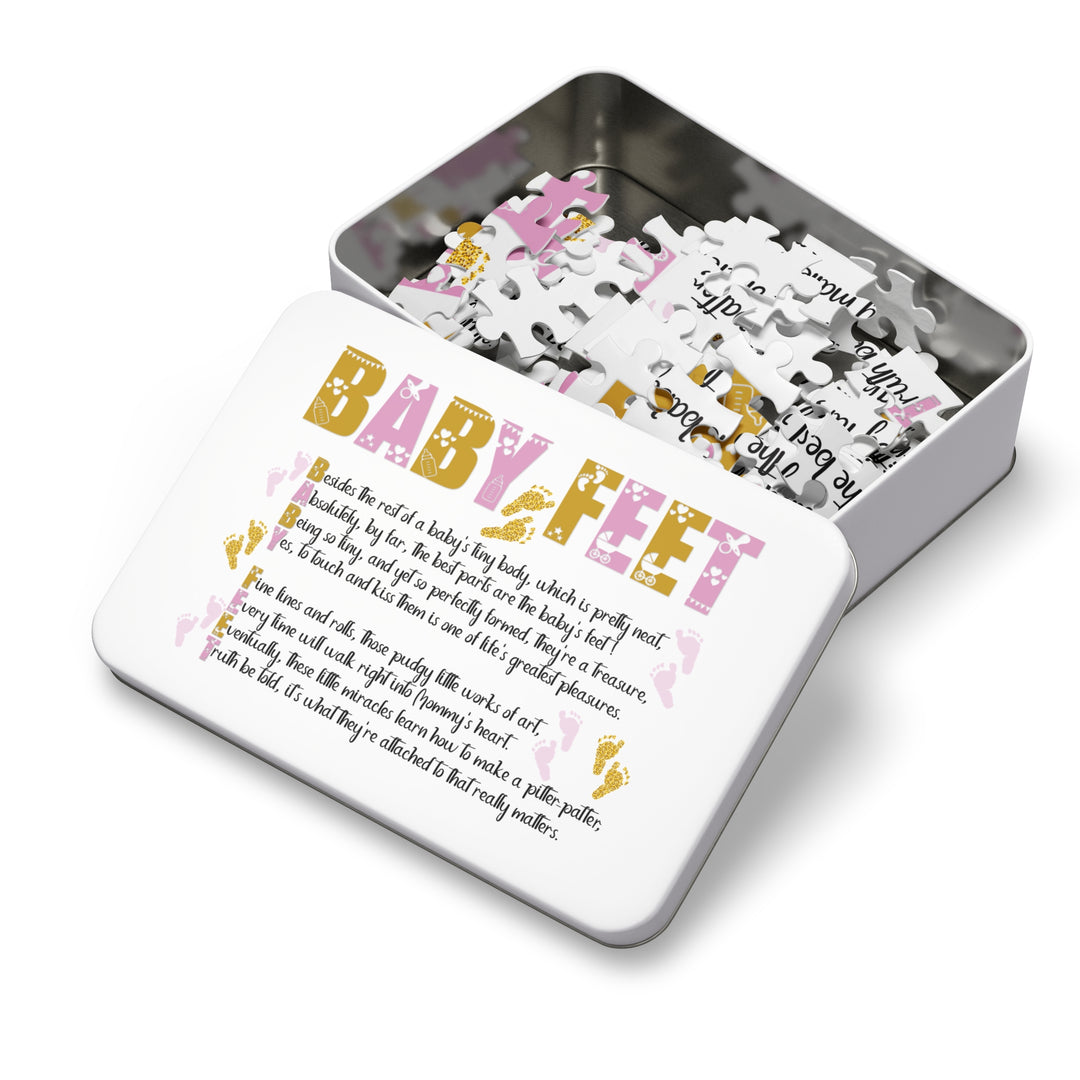 "Baby Feet" Acrostic Poem Jigsaw Puzzle - Pink and Gold - No Personalization