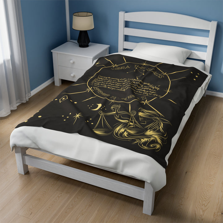 Written in the Stars Velveteen plush blanket with acrostic poem spelling out "Libra"